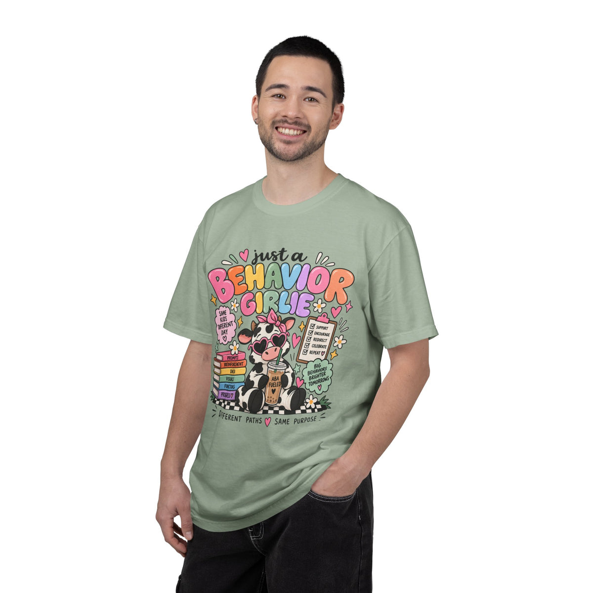 Just a Behavior Girl T-shirt | Cute Cow Therapist Illustration