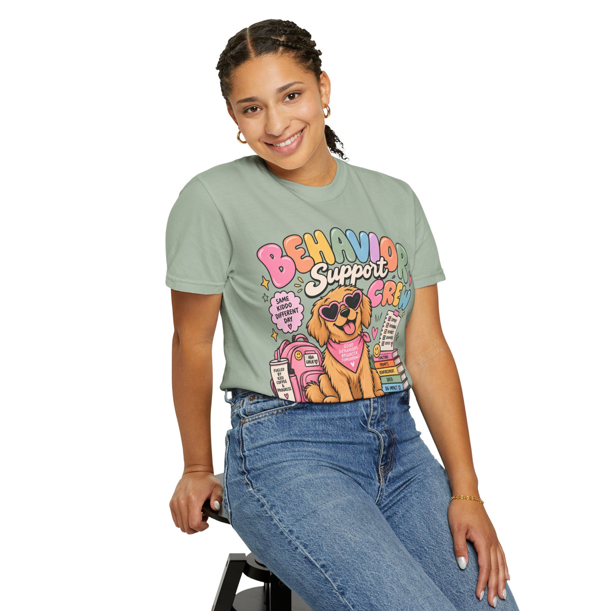Behavior Support Crew T-shirt | Golden Retriever School Therapy Design