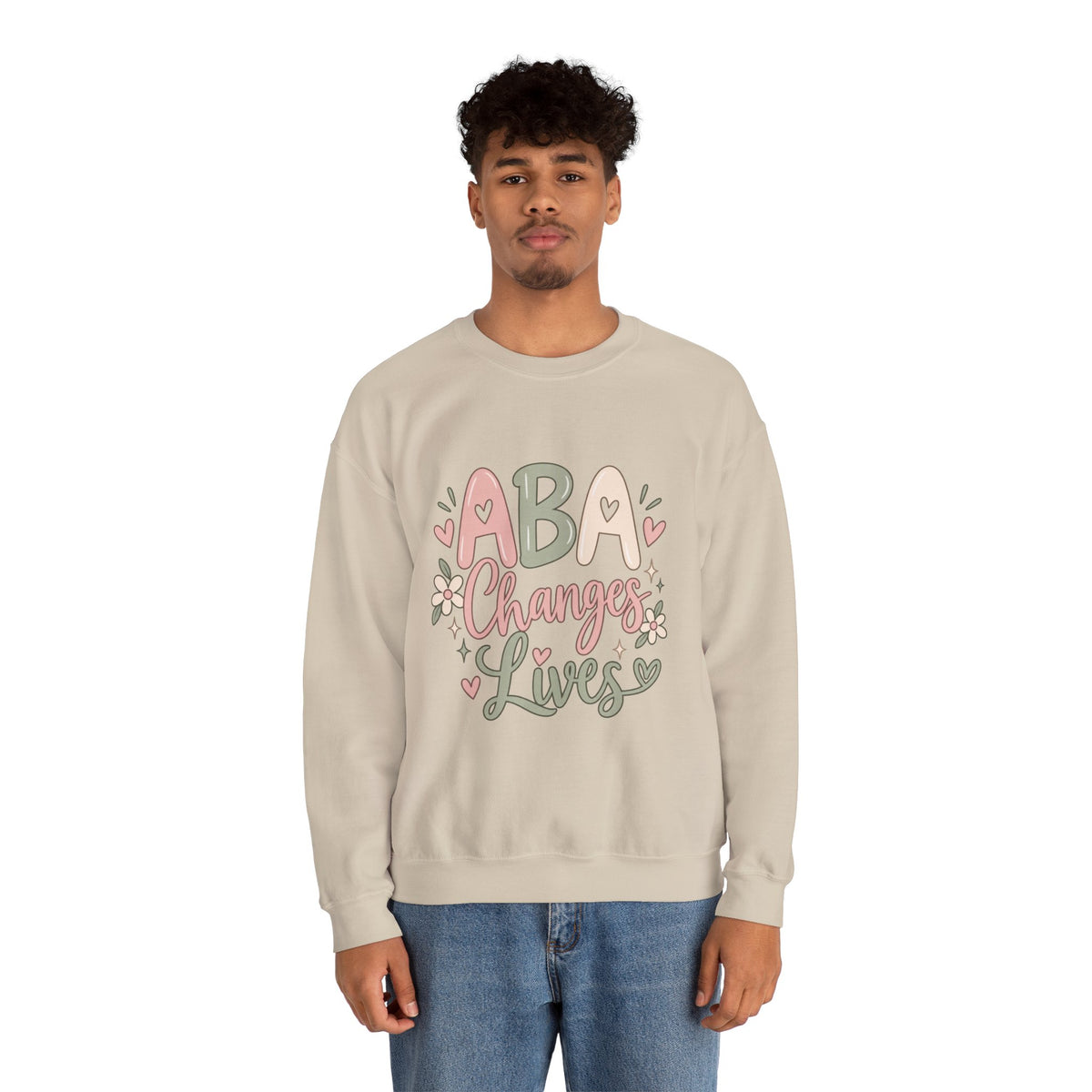 ABA Changes Lives Sweatshirt | Autism Therapy Awareness, Pastel Floral Design