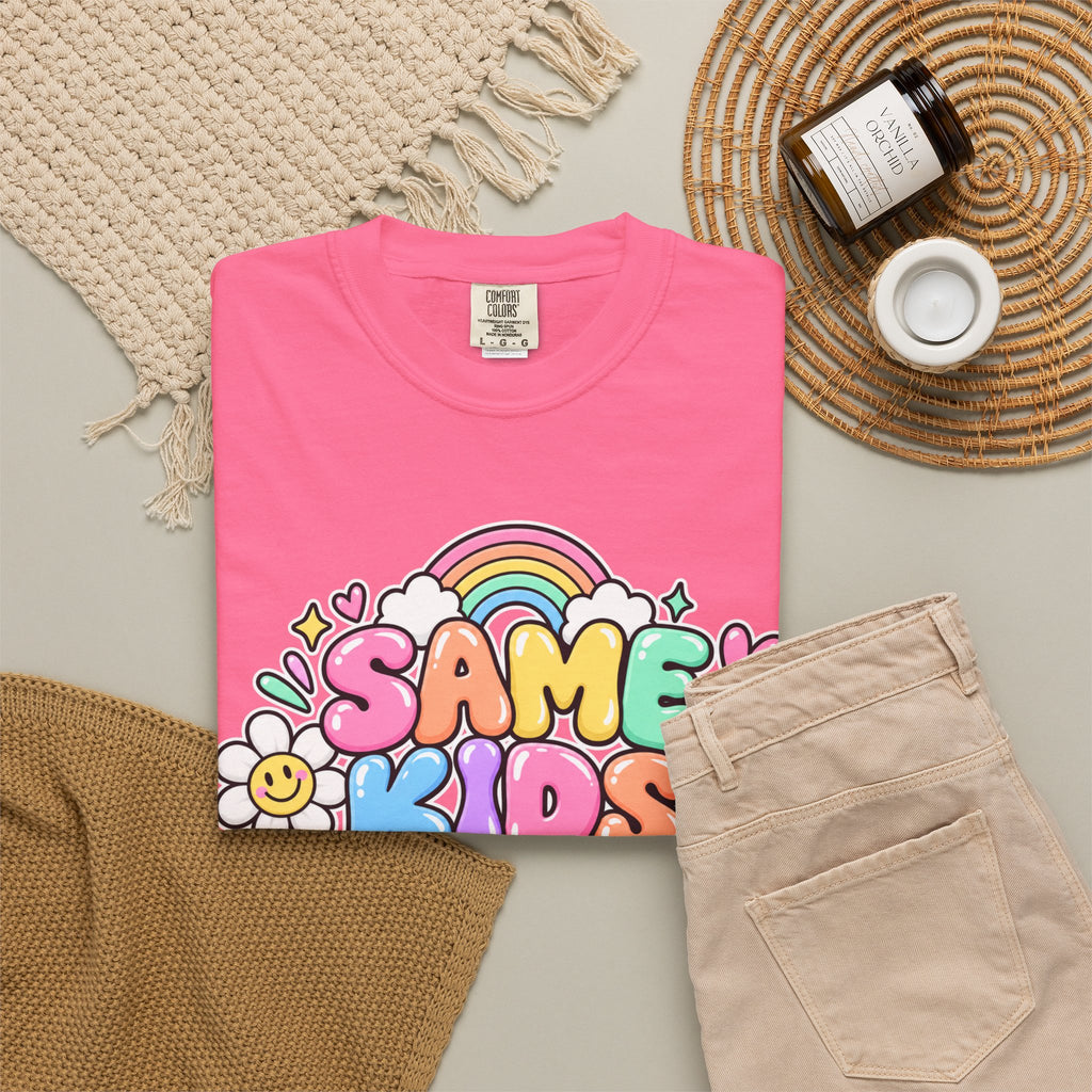 Same Kids Different Day T-shirt | Retro Rainbow Floral Typography