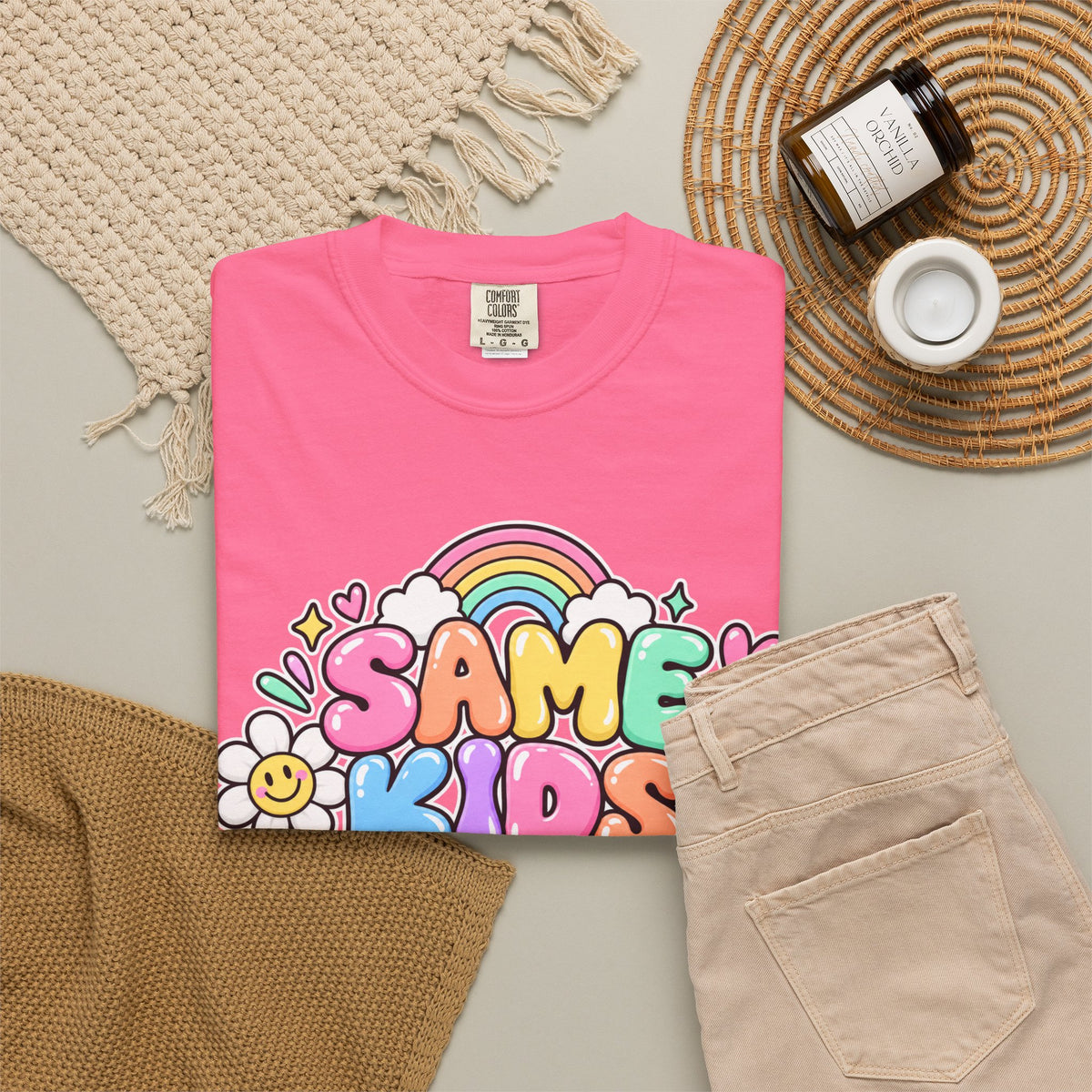 Same Kids Different Day T-shirt | Retro Rainbow Floral Typography