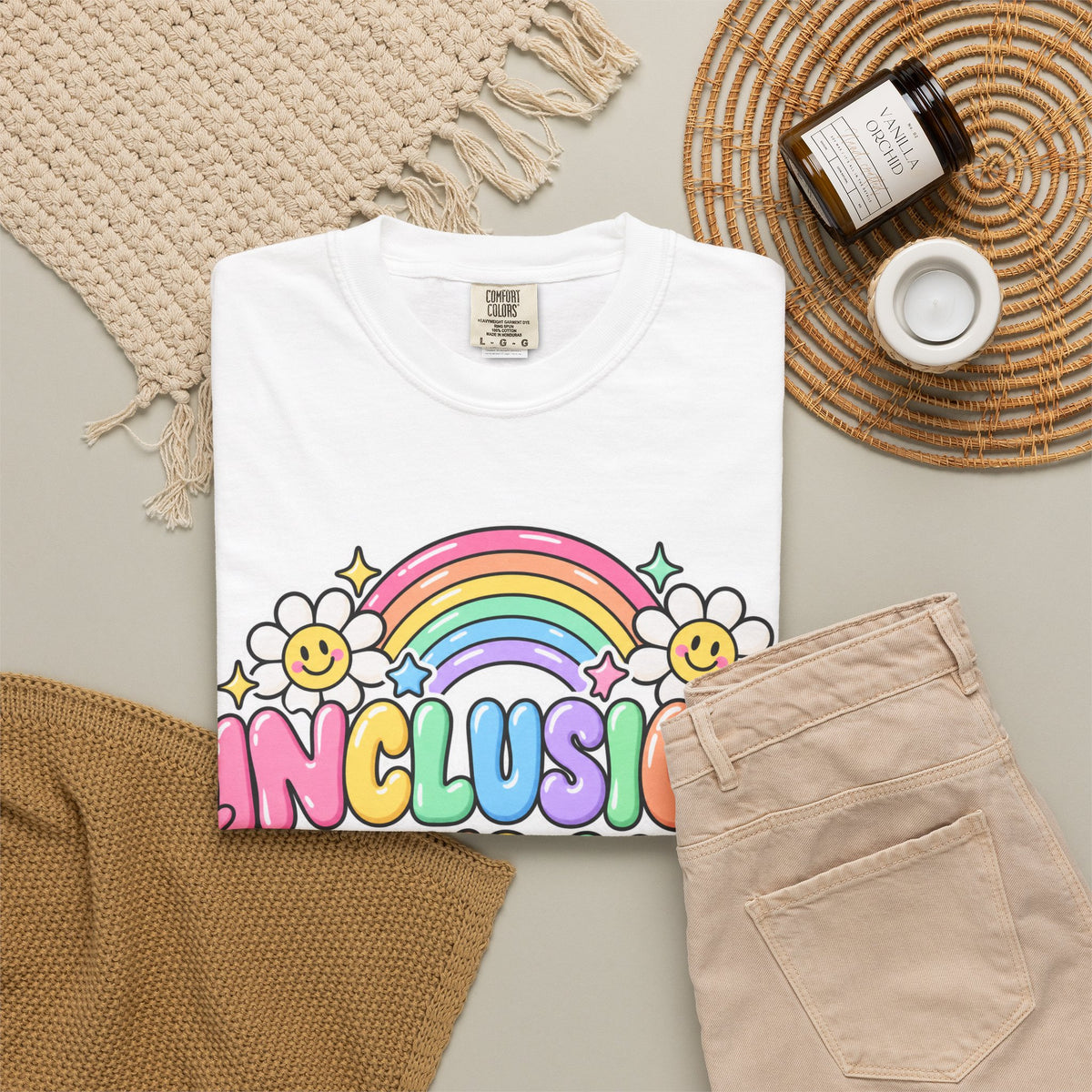 Inclusion Looks Good On You T-Shirt | Rainbow Smiles Graphic Tee
