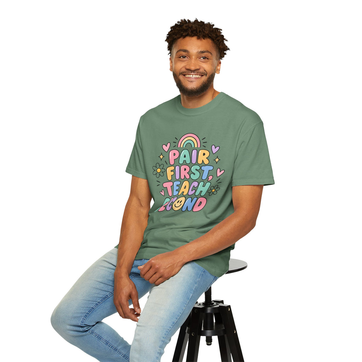 Pair First Teach Second T-Shirt | Cute Rainbow Classroom Design