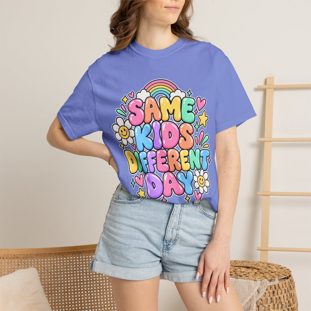 Same Kids Different Day T-shirt | Retro Rainbow Floral Typography