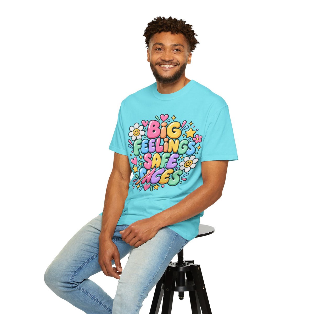 Big Feelings Safe Spaces T-shirt | Pastel Cute Floral Typography