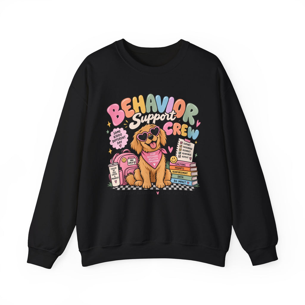 Behavior Support Crew sweatshirt | School Therapy Dog Design, Books & Classroom Icons