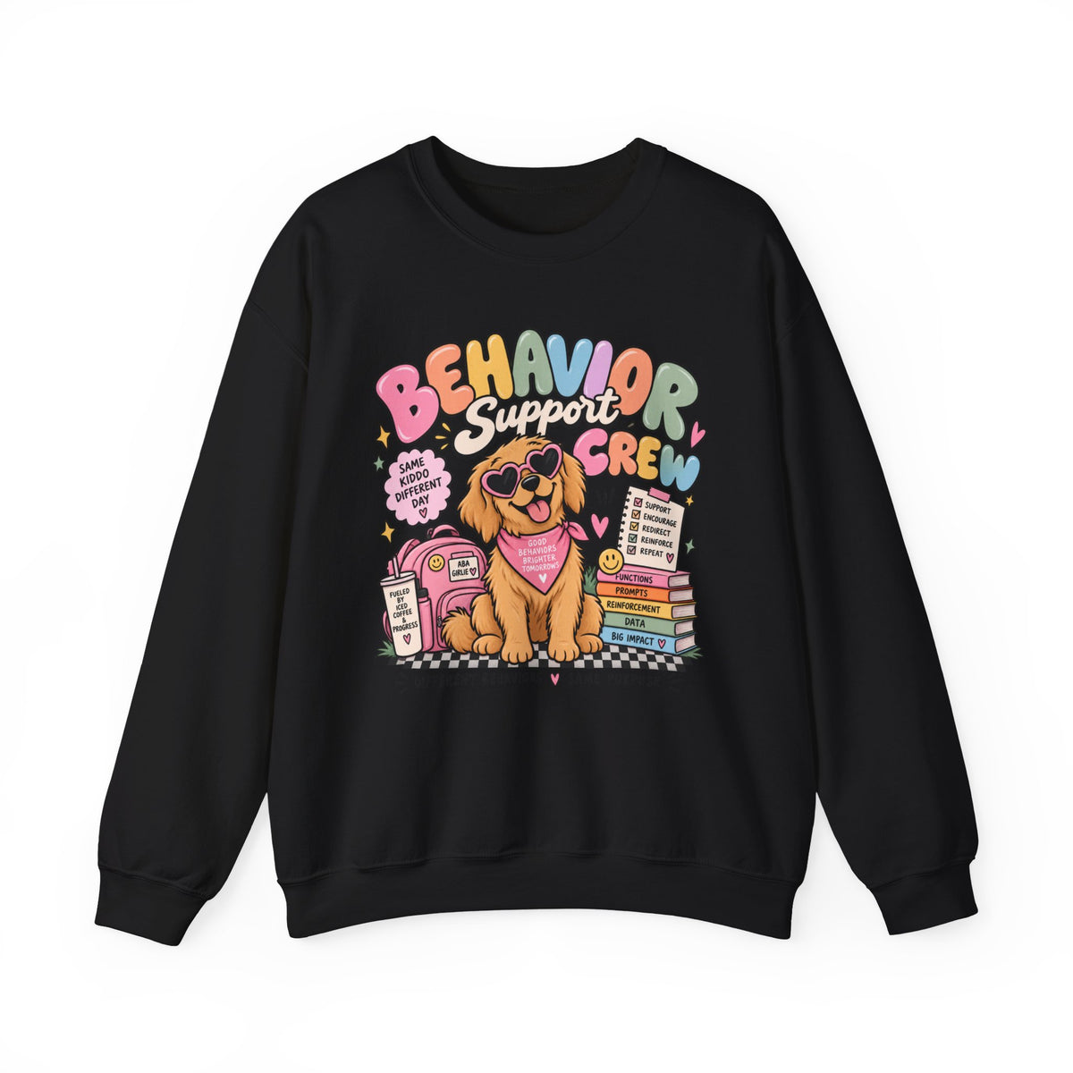 Behavior Support Crew sweatshirt | School Therapy Dog Design, Books & Classroom Icons