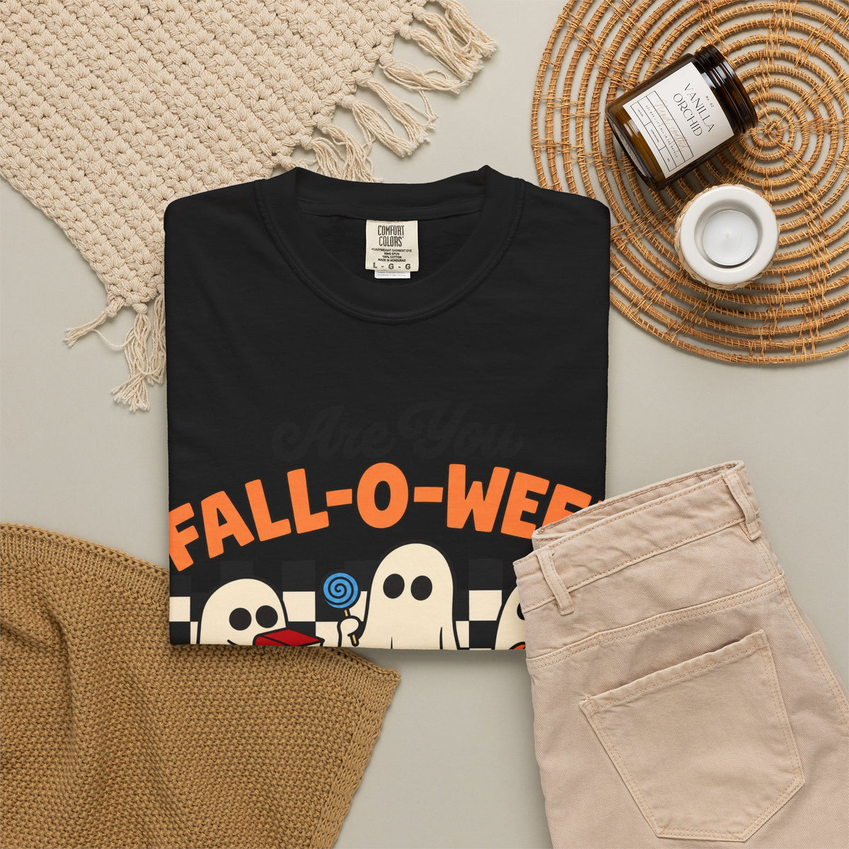 Fall-o-ween Ghosts Directions? T-shirt | Halloween pumpkin retro graphic
