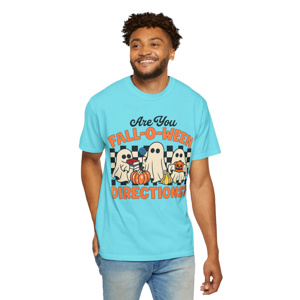 Fall-o-ween Ghosts Directions? T-shirt | Halloween pumpkin retro graphic