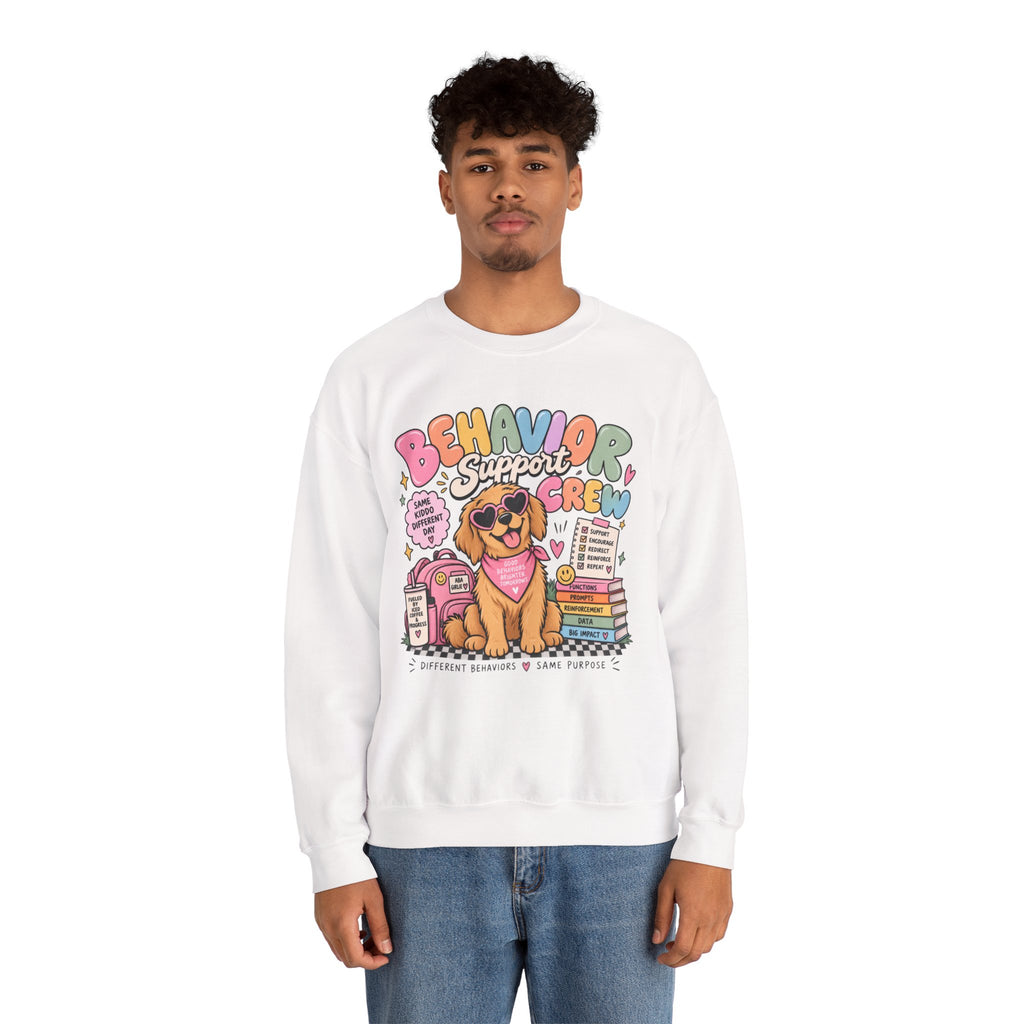 Behavior Support Crew sweatshirt | School Therapy Dog Design, Books & Classroom Icons