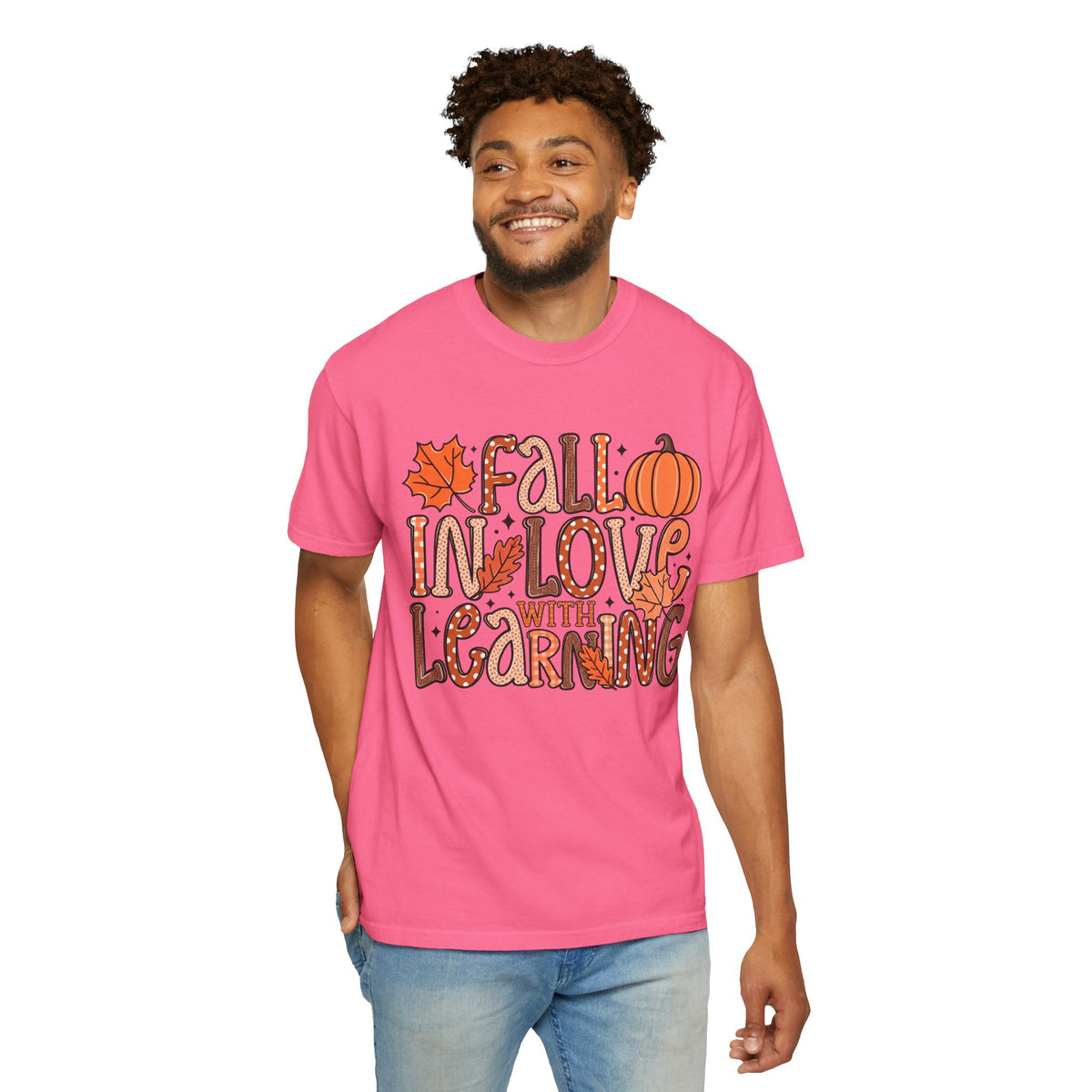 Fall in Love with Learning T-Shirt | Teacher Autumn Pumpkin Leaves