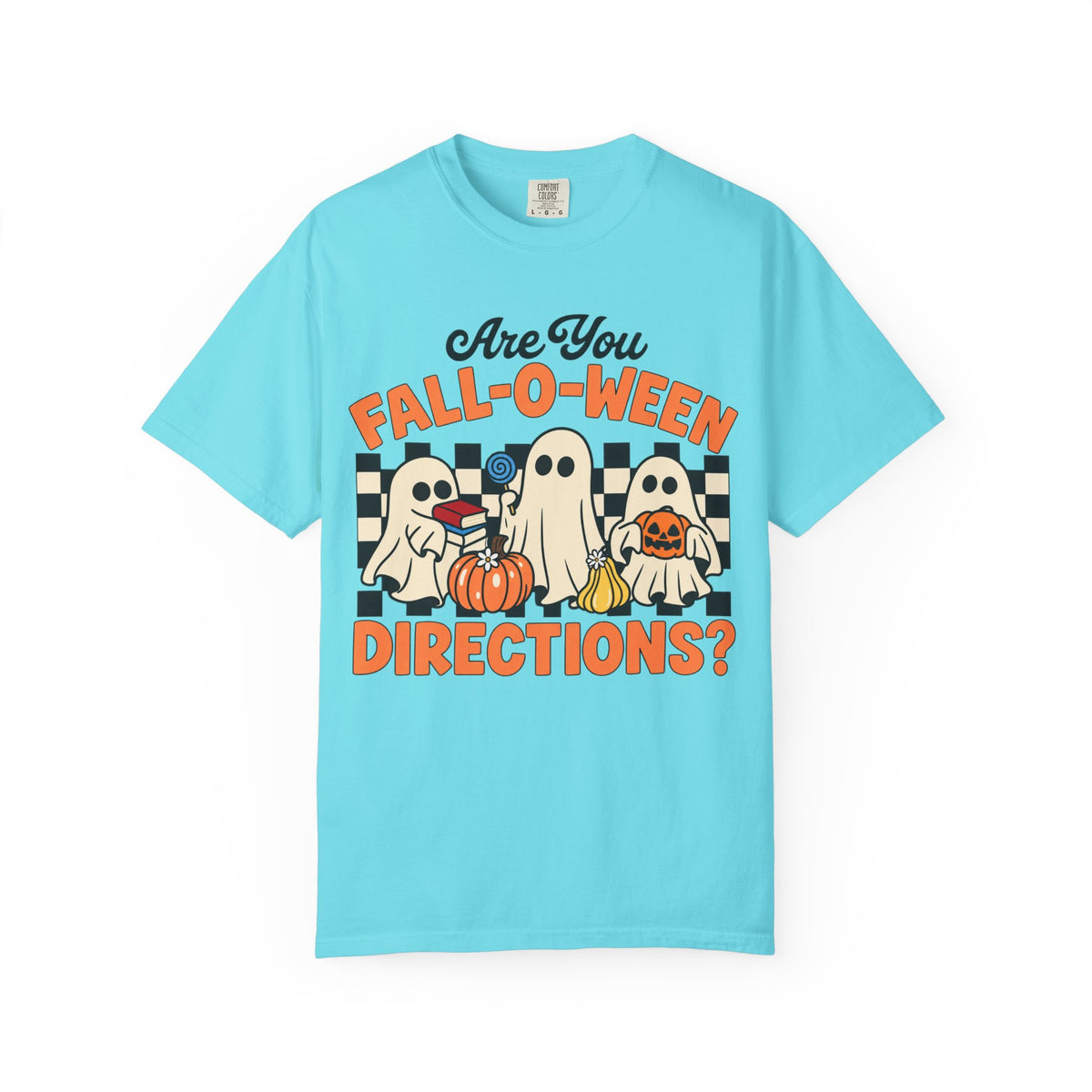 Fall-o-ween Ghosts Directions? T-shirt | Halloween pumpkin retro graphic