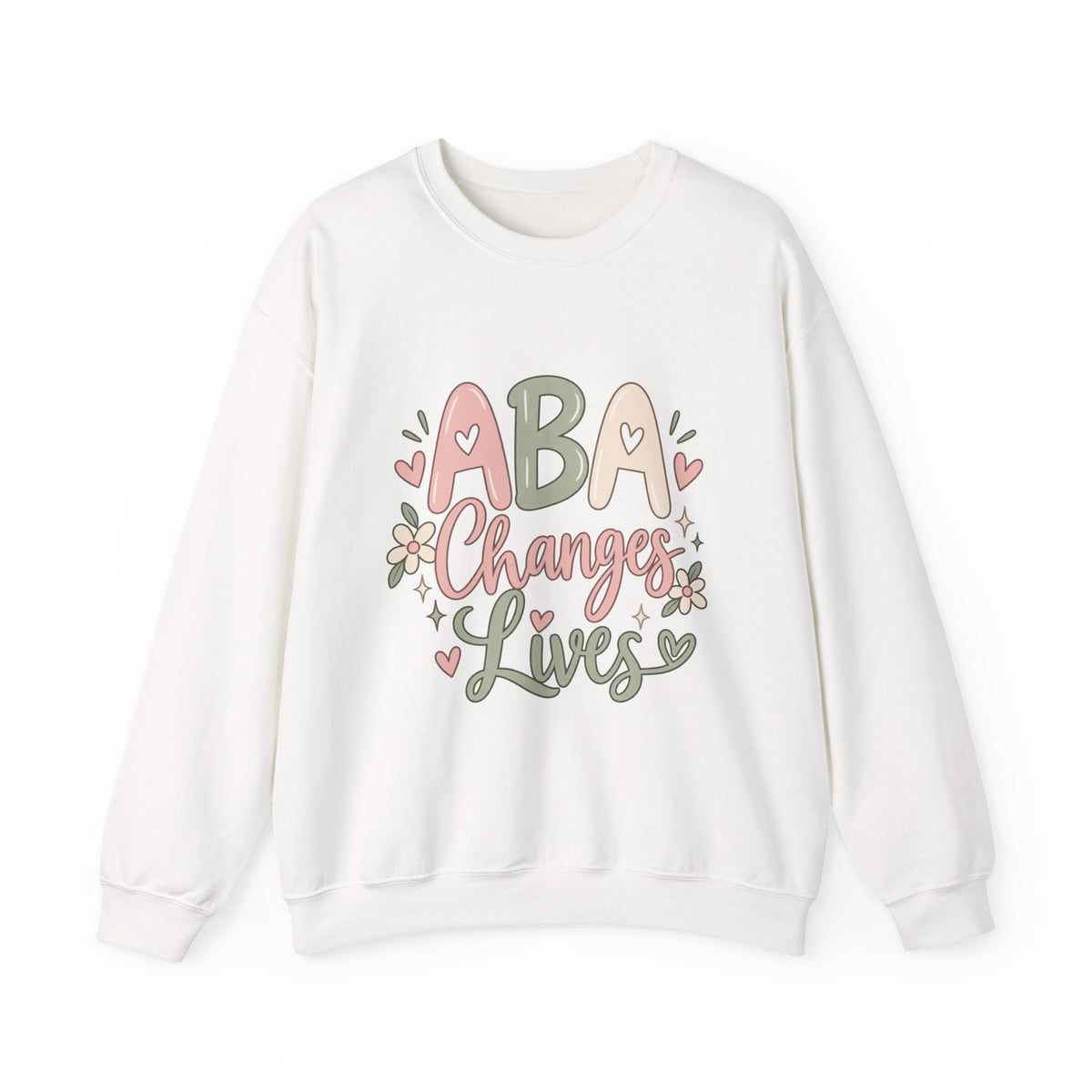 ABA Changes Lives Sweatshirt | Autism Therapy Awareness, Pastel Floral Design