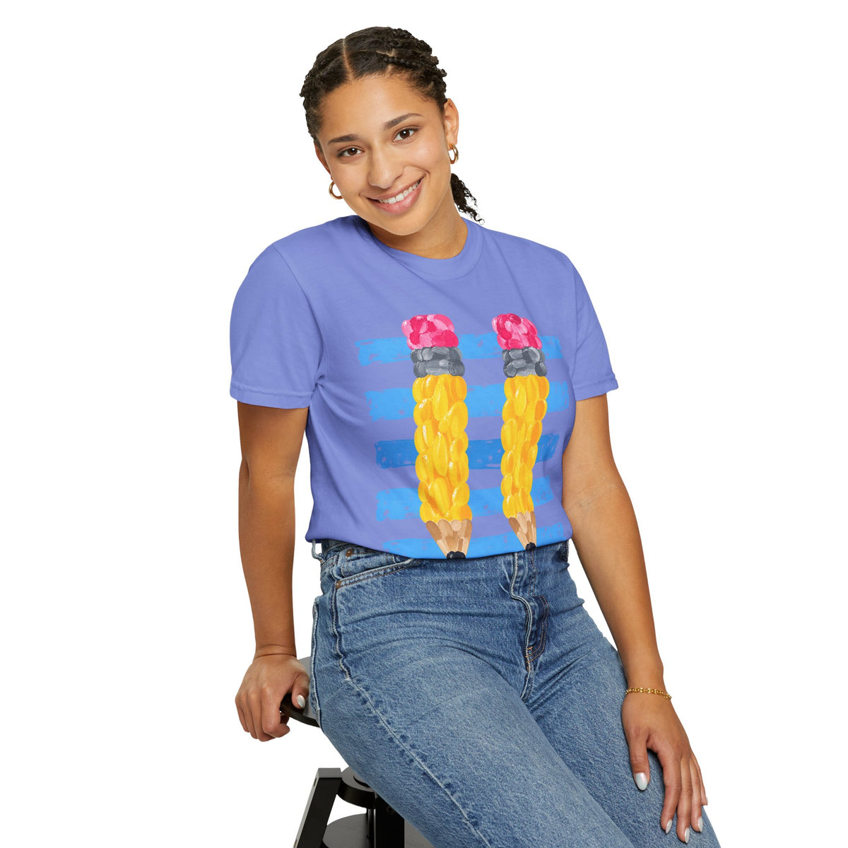 Braided Pencil Illustration T-Shirt | School Art Teacher Tee