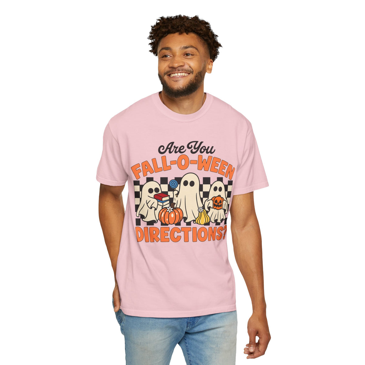 Fall-o-ween Ghosts Directions? T-shirt | Halloween pumpkin retro graphic
