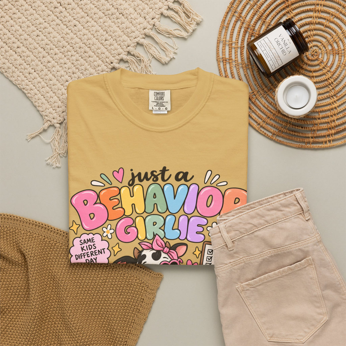 Just a Behavior Girl T-shirt | Cute Cow Therapist Illustration