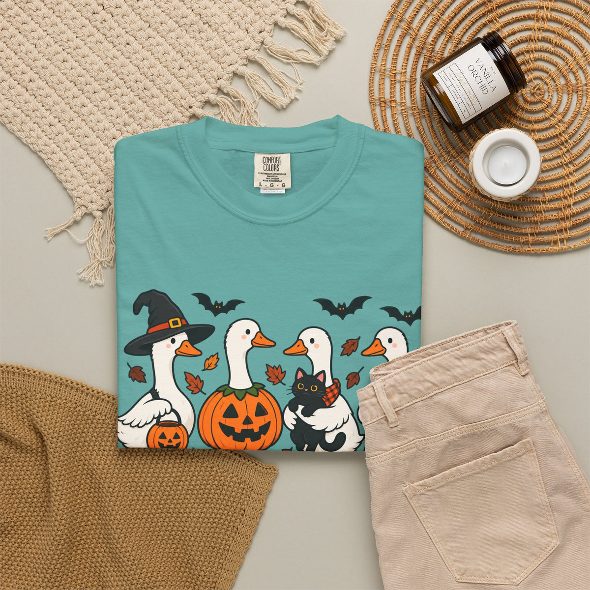 Halloween Ducks T-shirt | Geese in Costumes, Pumpkin Jack-O’-Lantern