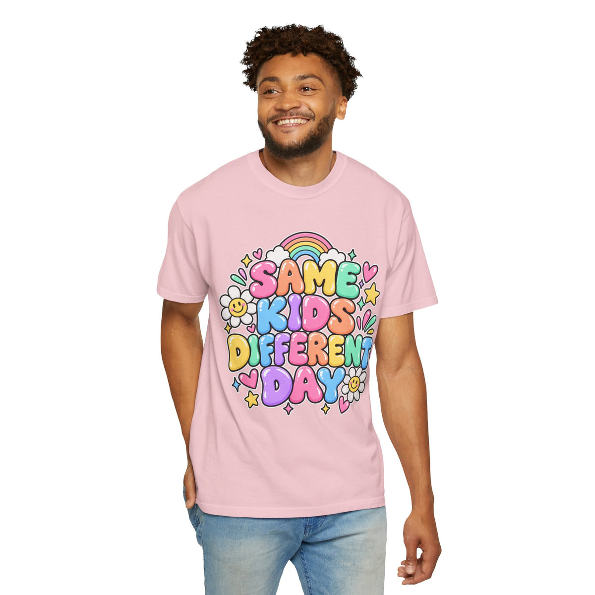 Same Kids Different Day T-shirt | Retro Rainbow Floral Typography