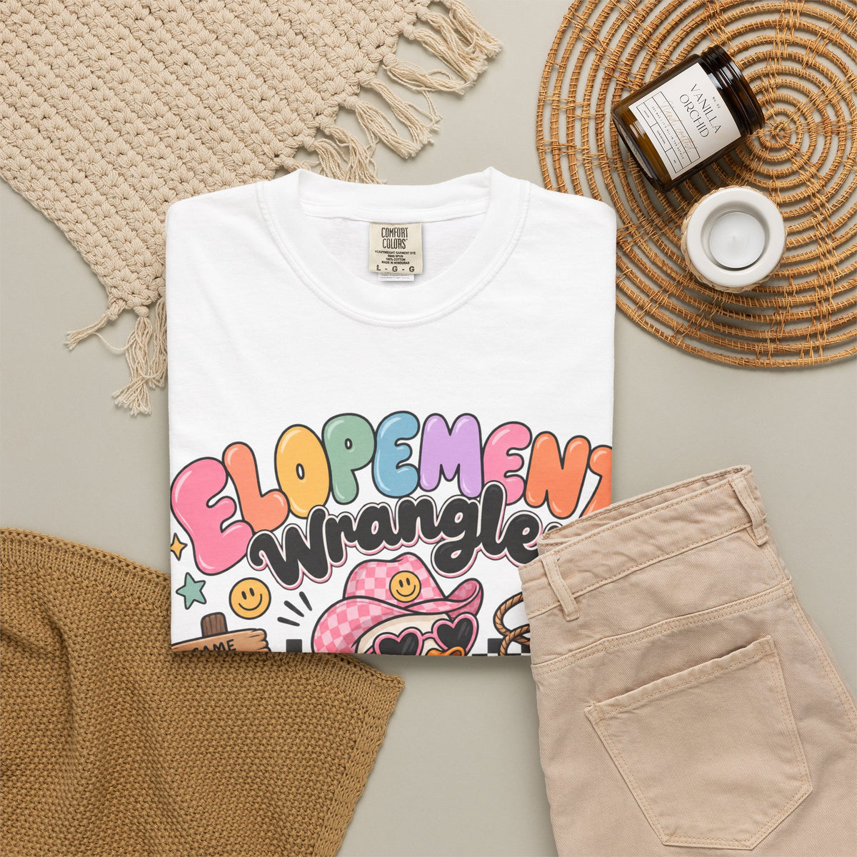 Elopement T-shirt | Cute Cowboy Sloth Illustration, Western Floral Tee