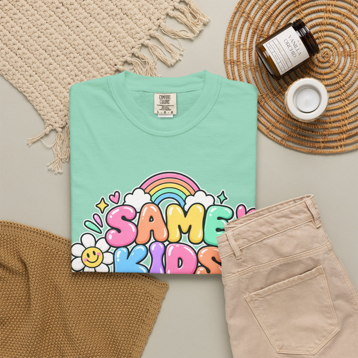 Same Kids Different Day T-shirt | Retro Rainbow Floral Typography