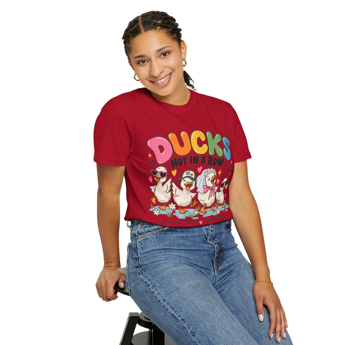 Ducks Not In A Row tee | Cute Duck Illustration T-Shirt, Different Paths Same Adventure