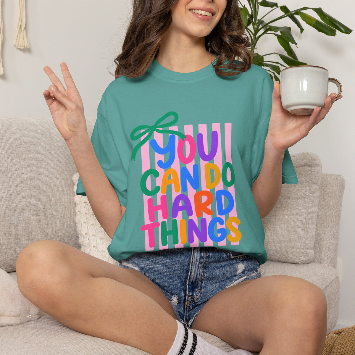 You Can Do Hard Things T-shirt | Colorful Motivational Typography