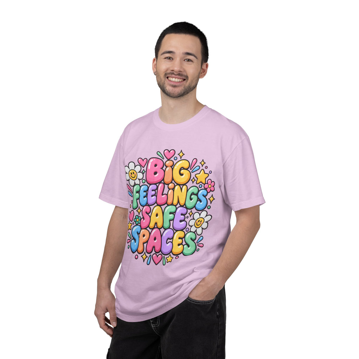 Big Feelings Safe Spaces T-shirt | Pastel Cute Floral Typography