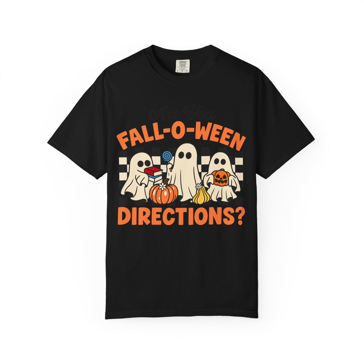 Fall-o-ween Ghosts Directions? T-shirt | Halloween pumpkin retro graphic
