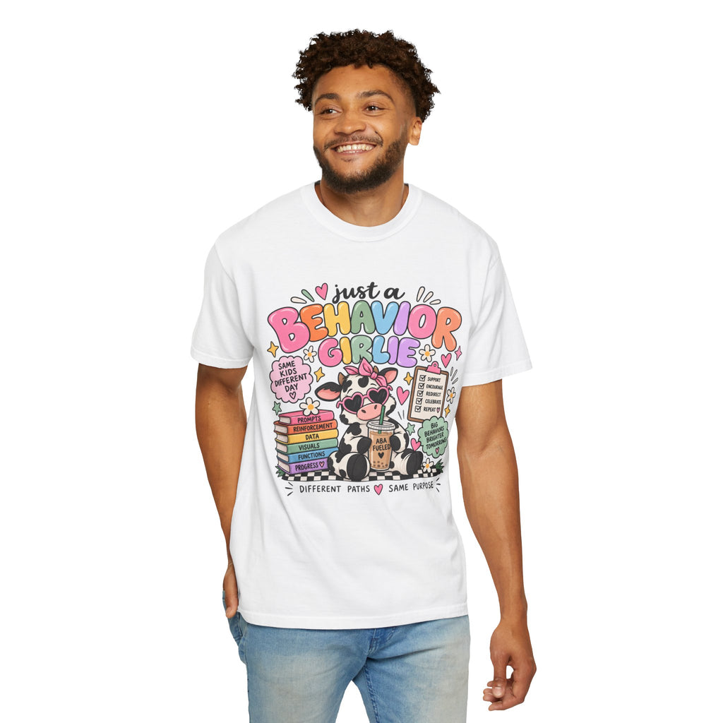 Just a Behavior Girl T-shirt | Cute Cow Therapist Illustration