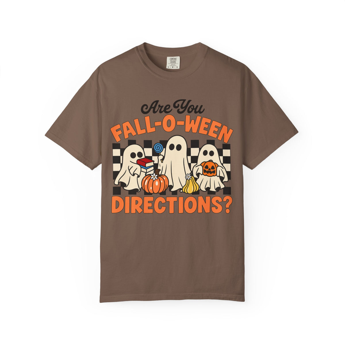 Fall-o-ween Ghosts Directions? T-shirt | Halloween pumpkin retro graphic