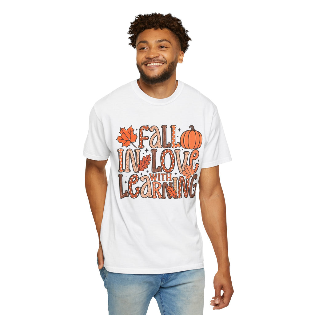 Fall in Love with Learning T-Shirt | Teacher Autumn Pumpkin Leaves