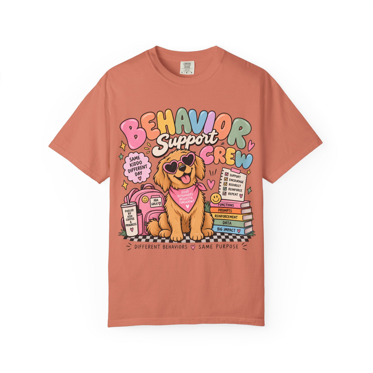 Behavior Support Crew T-shirt | Golden Retriever School Therapy Design