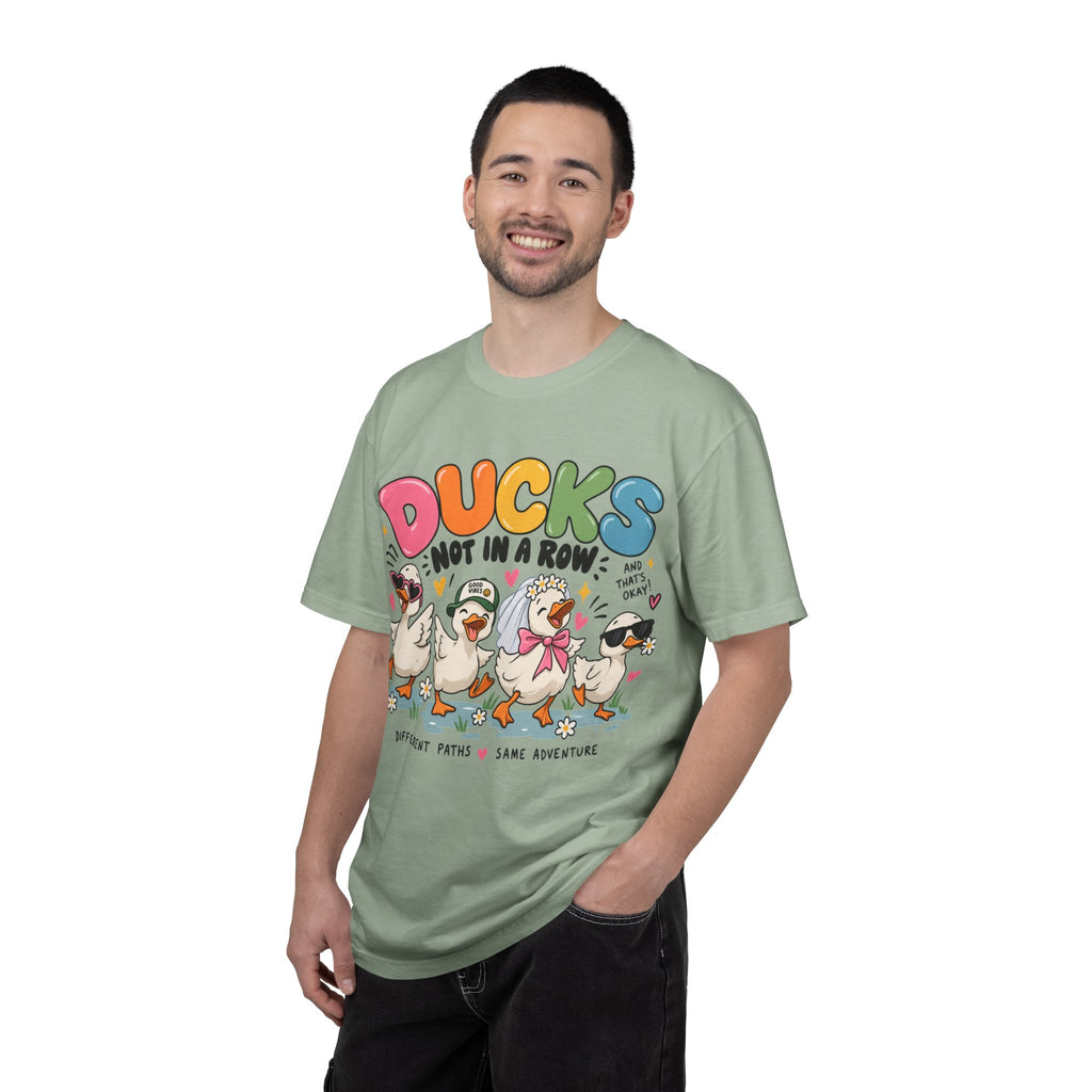 Ducks Not In A Row tee | Cute Duck Illustration T-Shirt, Different Paths Same Adventure