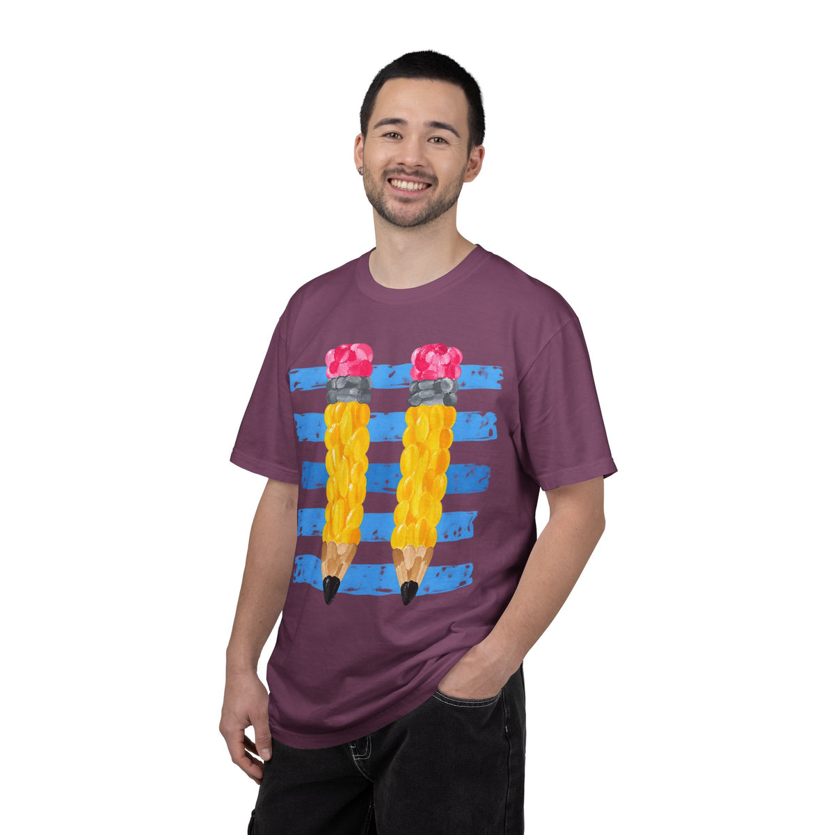 Braided Pencil Illustration T-Shirt | School Art Teacher Tee