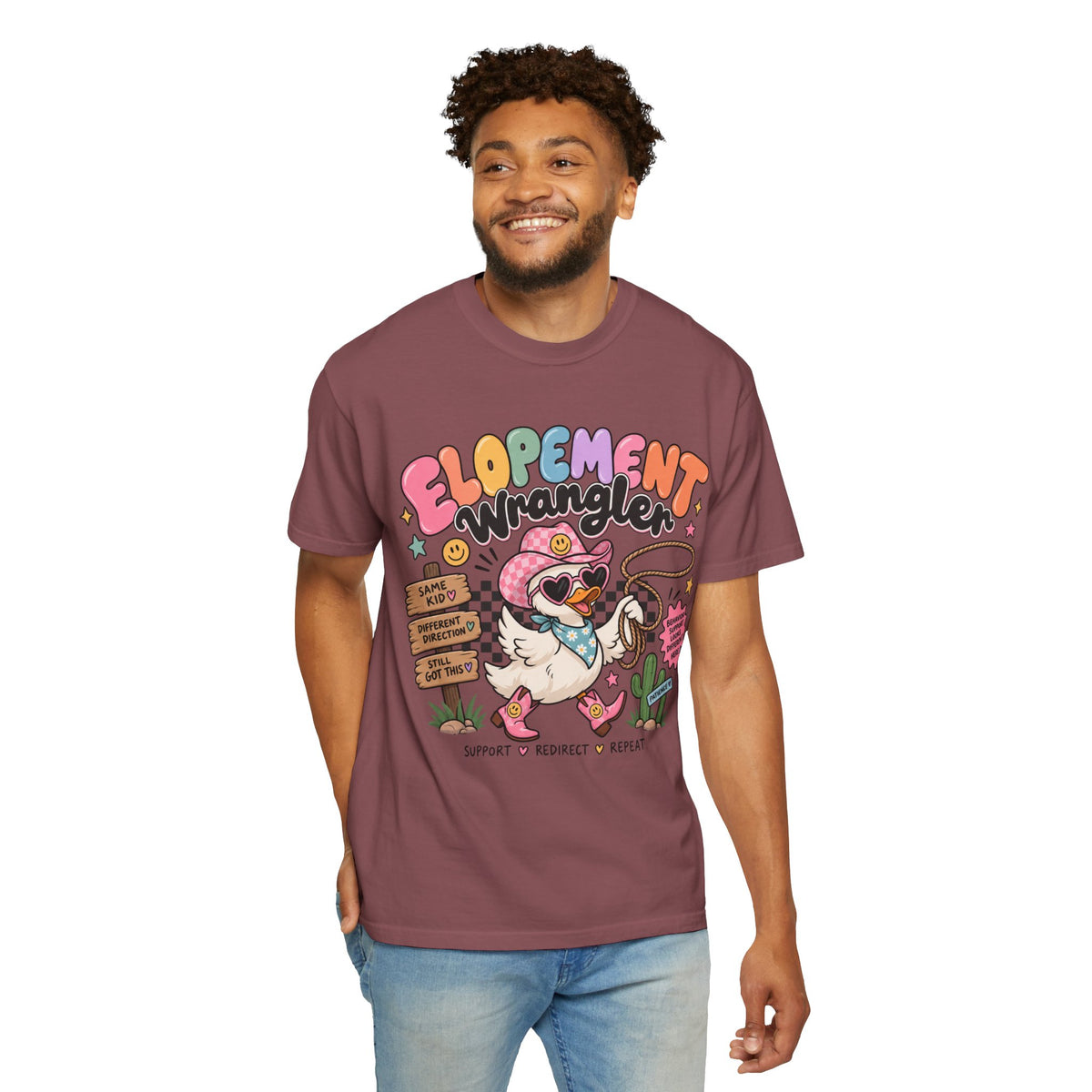 Elopement T-shirt | Cute Cowboy Sloth Illustration, Western Floral Tee