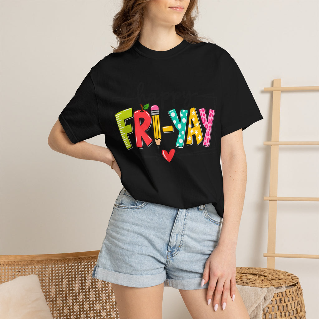 Happy Fri-yay Colorful Graphic T-shirt | Cute Friday Celebration Tee
