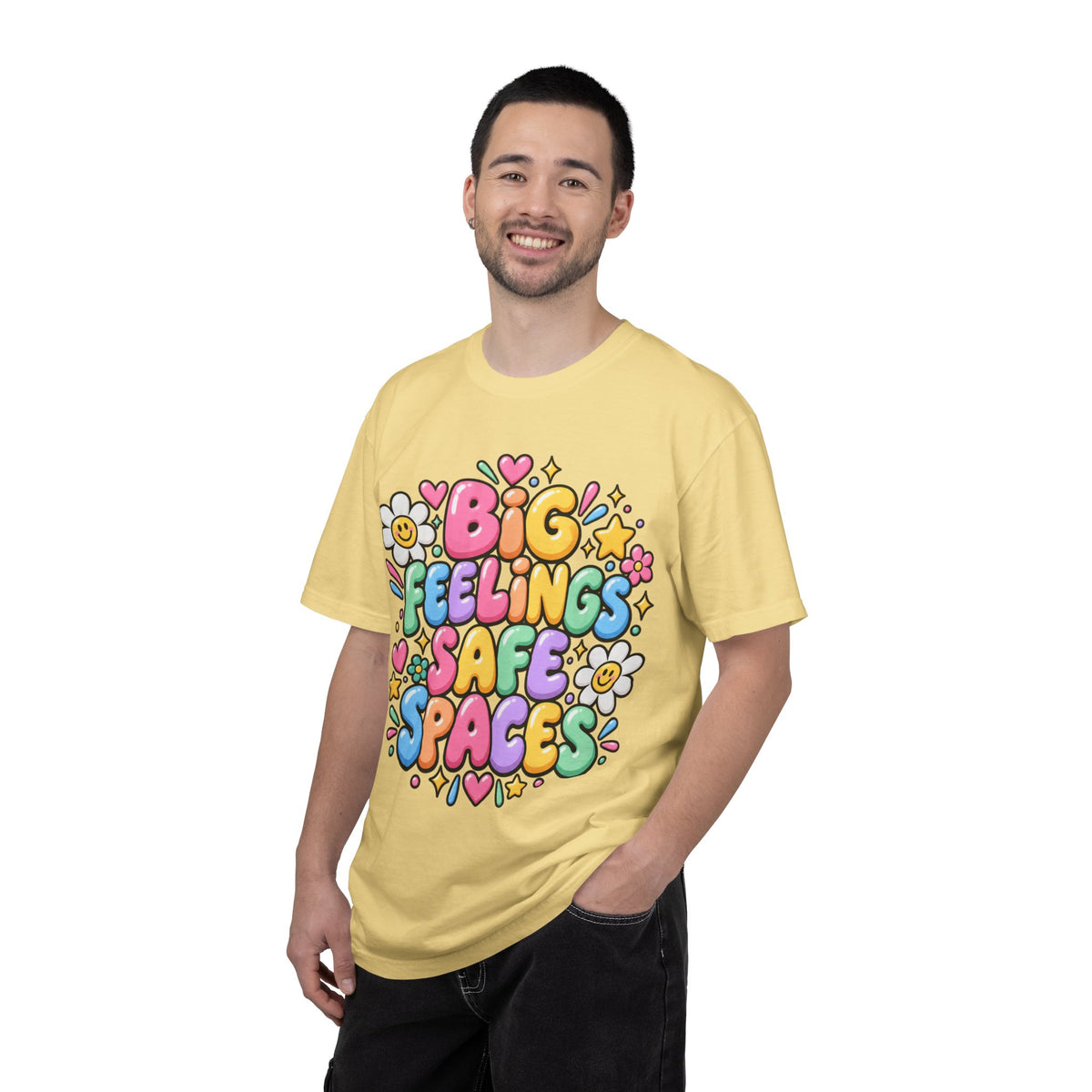 Big Feelings Safe Spaces T-shirt | Pastel Cute Floral Typography