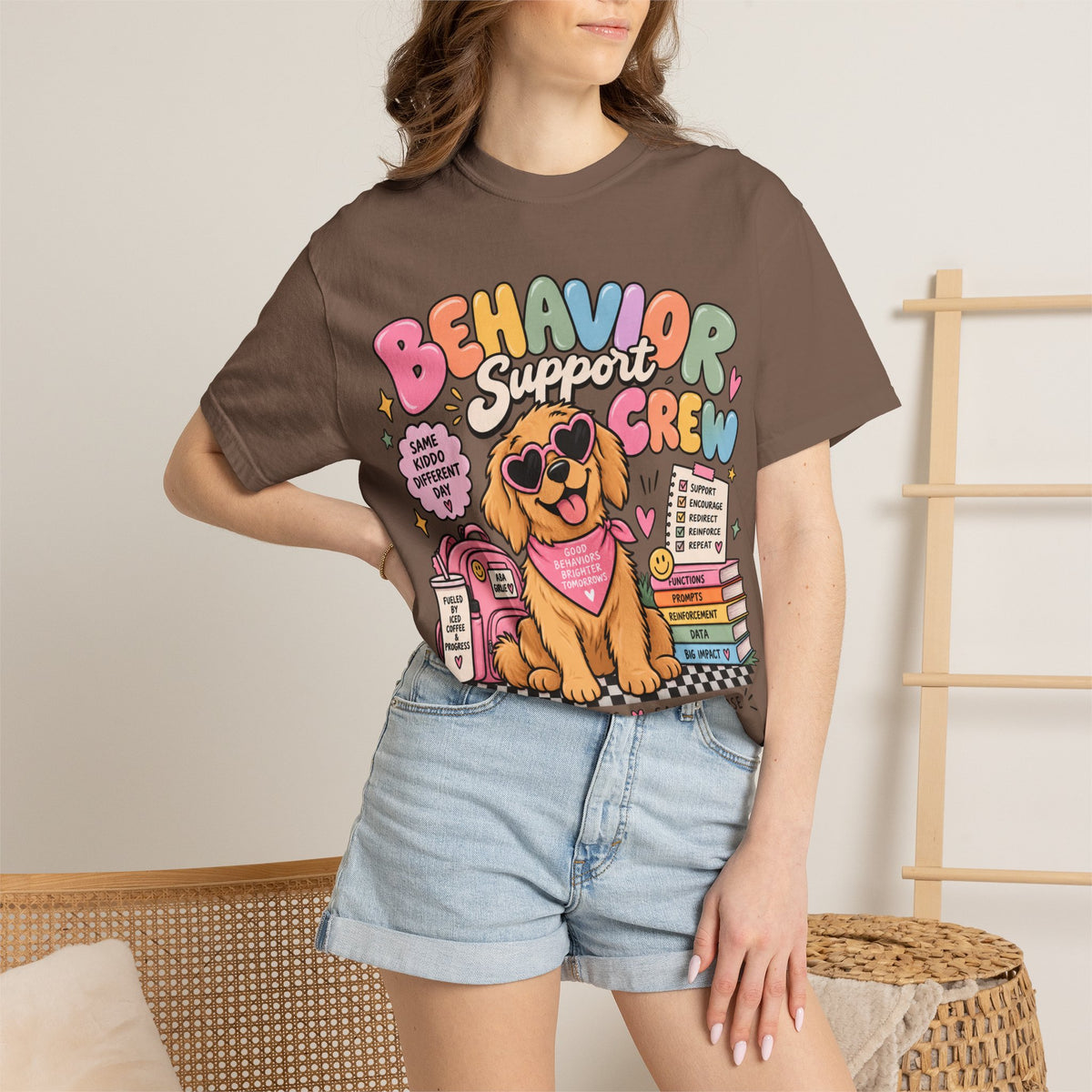 Behavior Support Crew T-shirt | Golden Retriever School Therapy Design