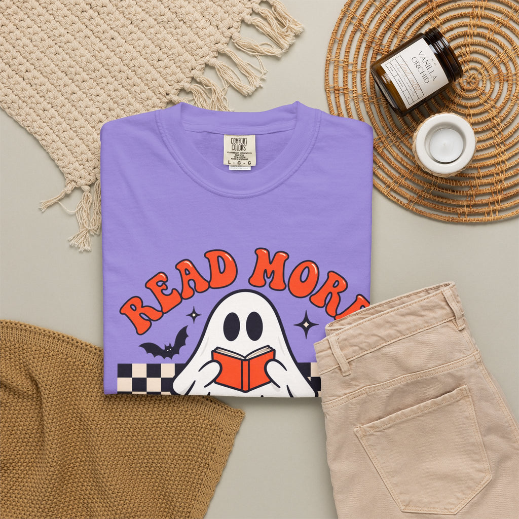 Read More Booooks ghost reading T-Shirt | Halloween book lover tee