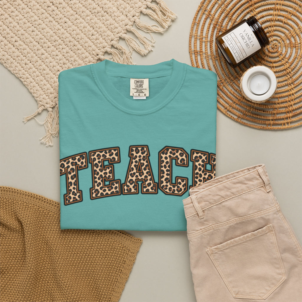 Leopard Print TEACH T-Shirt | Teacher Shirt, Animal Print Typography