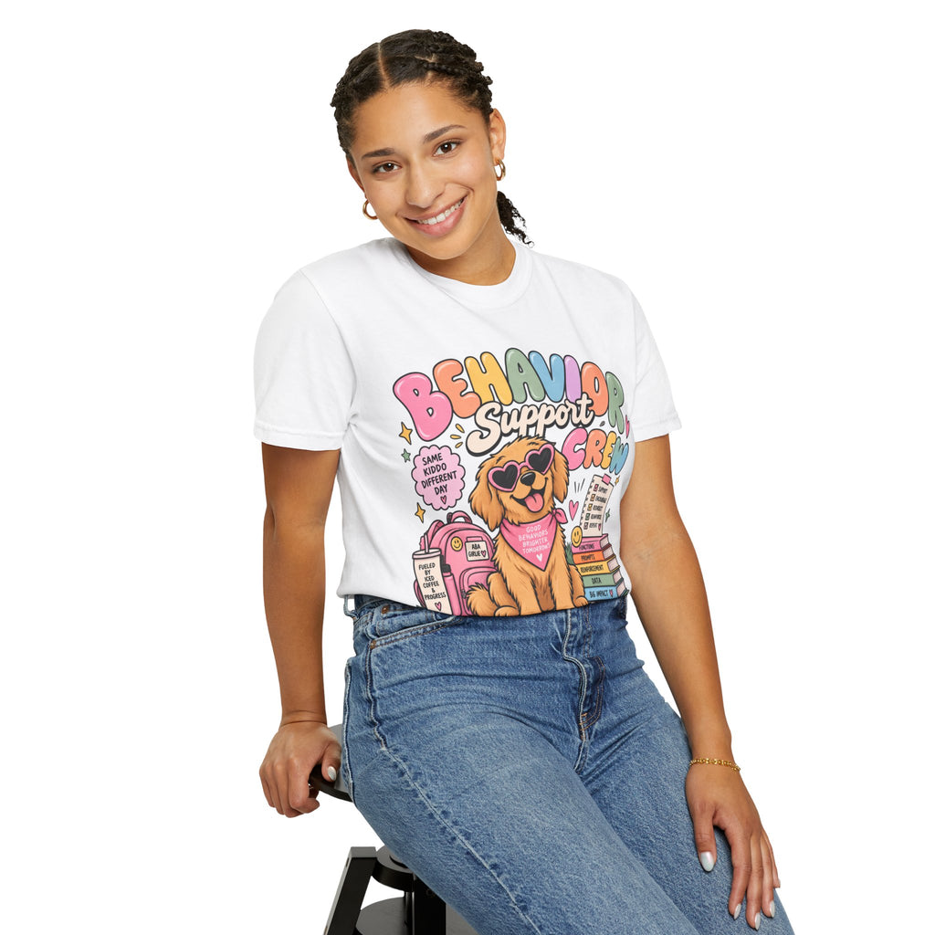 Behavior Support Crew T-shirt | Golden Retriever School Therapy Design