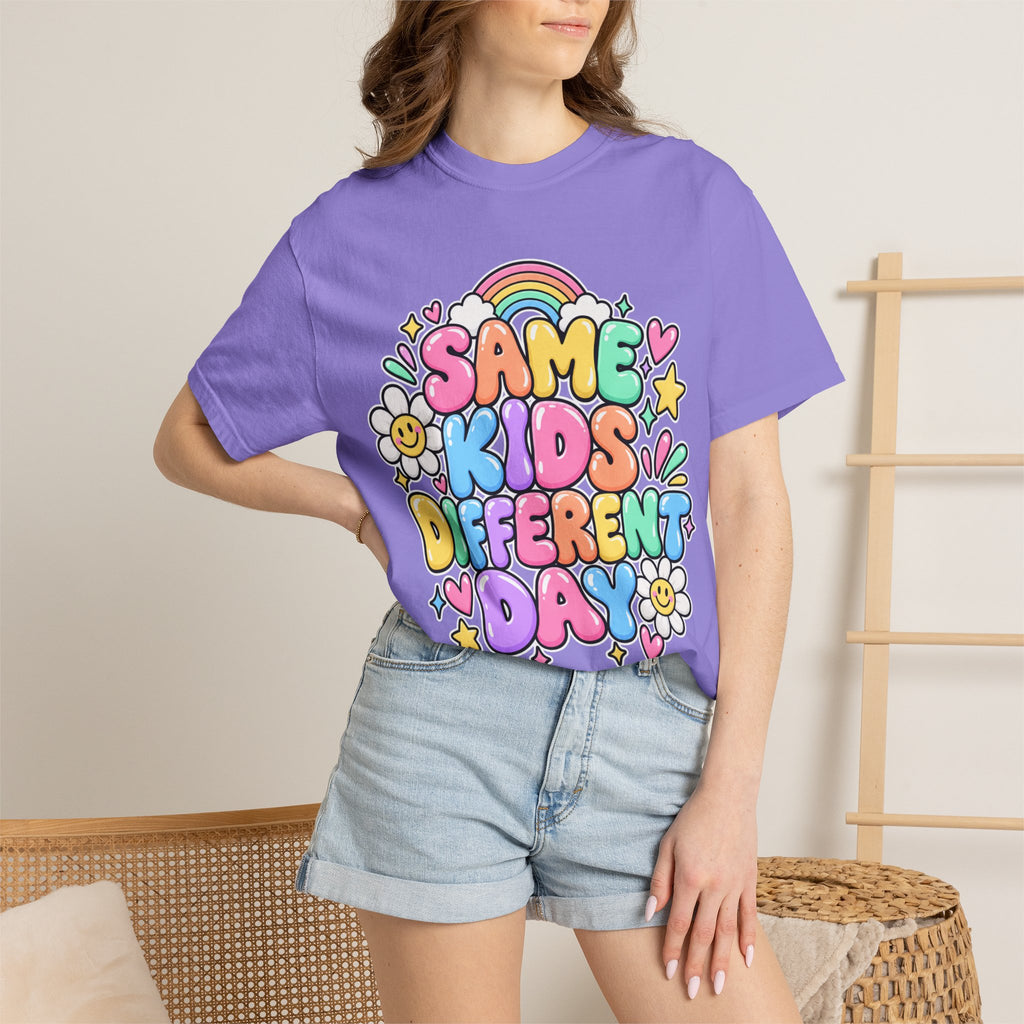 Same Kids Different Day T-shirt | Retro Rainbow Floral Typography
