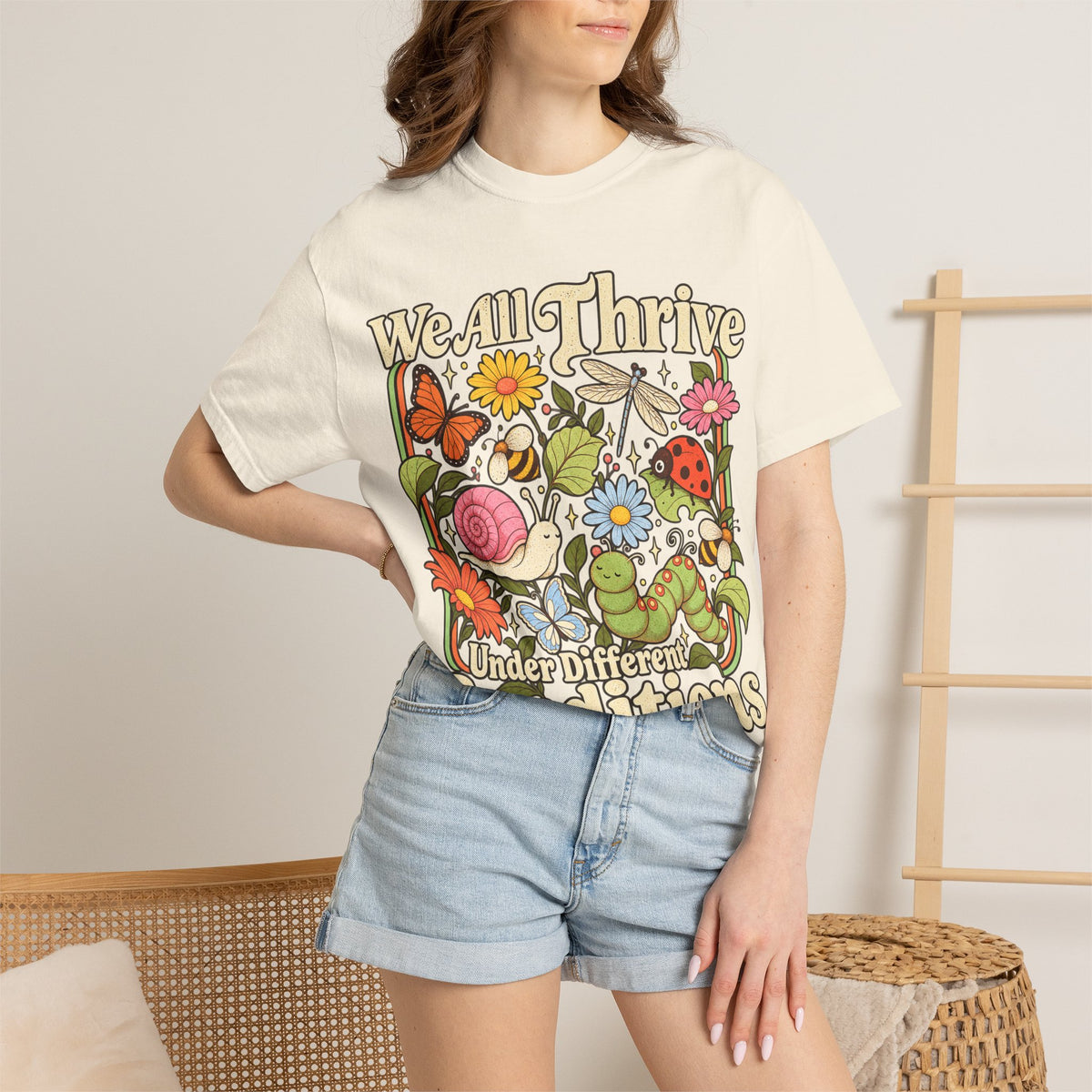 We All Thrive Under Different Conditions T-shirt | Floral Nature Illustration