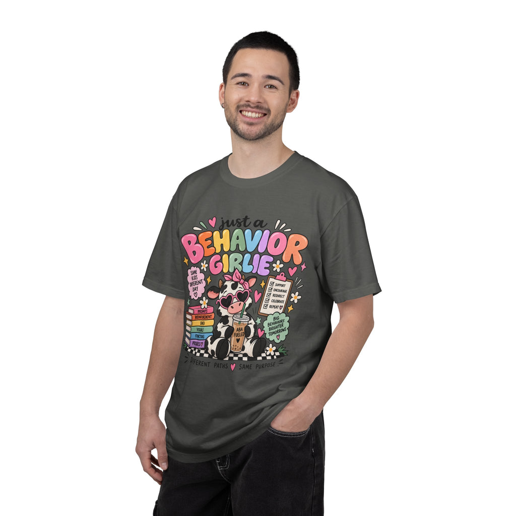 Just a Behavior Girl T-shirt | Cute Cow Therapist Illustration