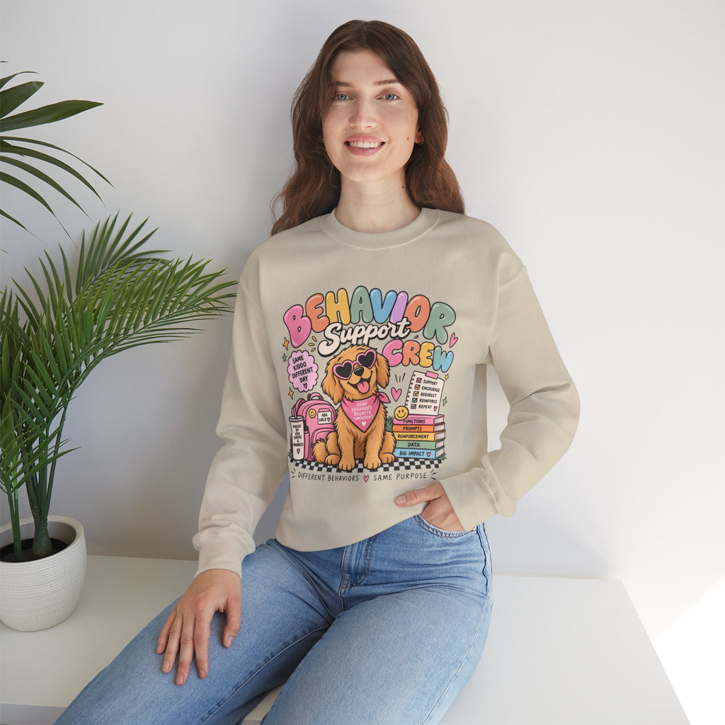 Behavior Support Crew sweatshirt | School Therapy Dog Design, Books & Classroom Icons