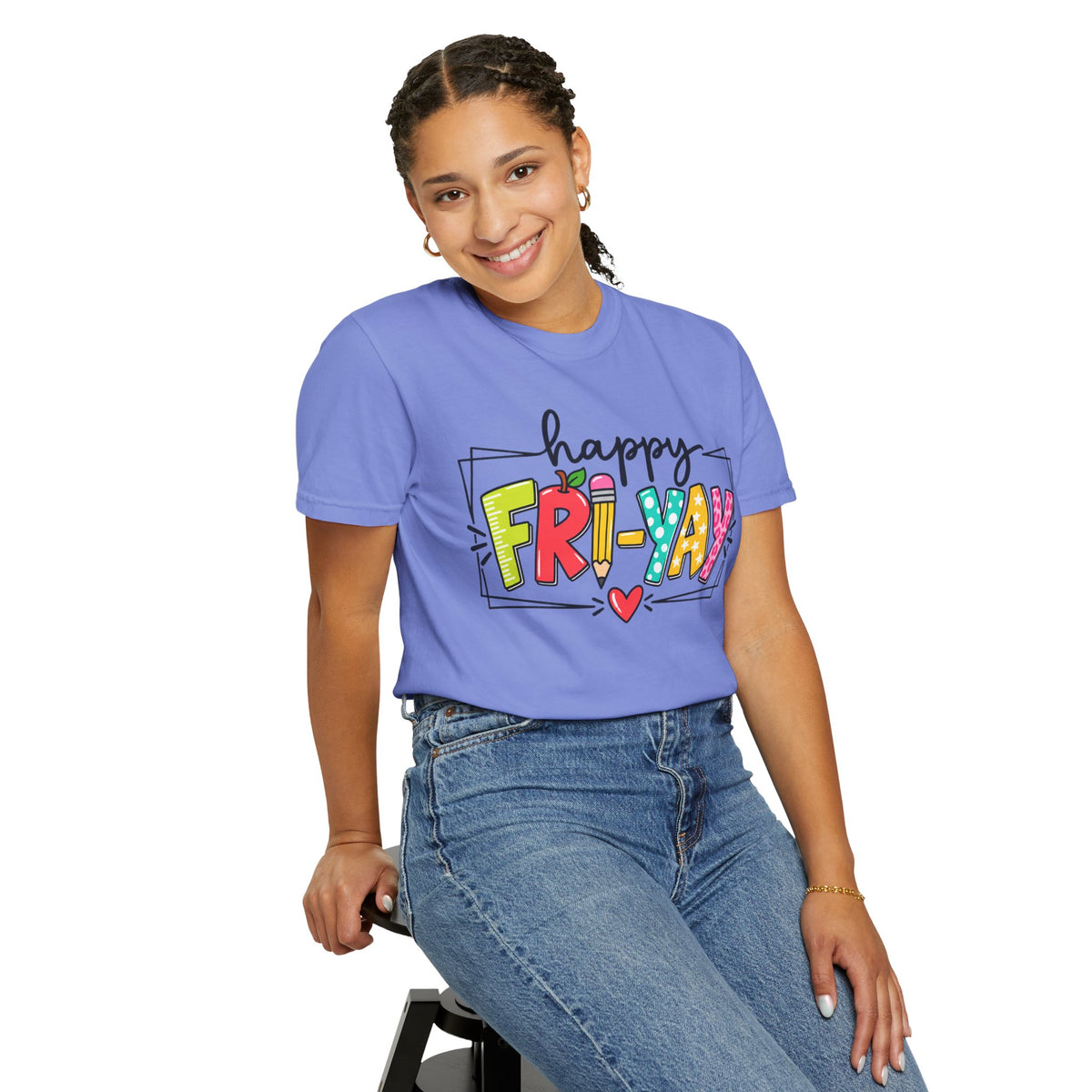 Happy Fri-yay Colorful Graphic T-shirt | Cute Friday Celebration Tee