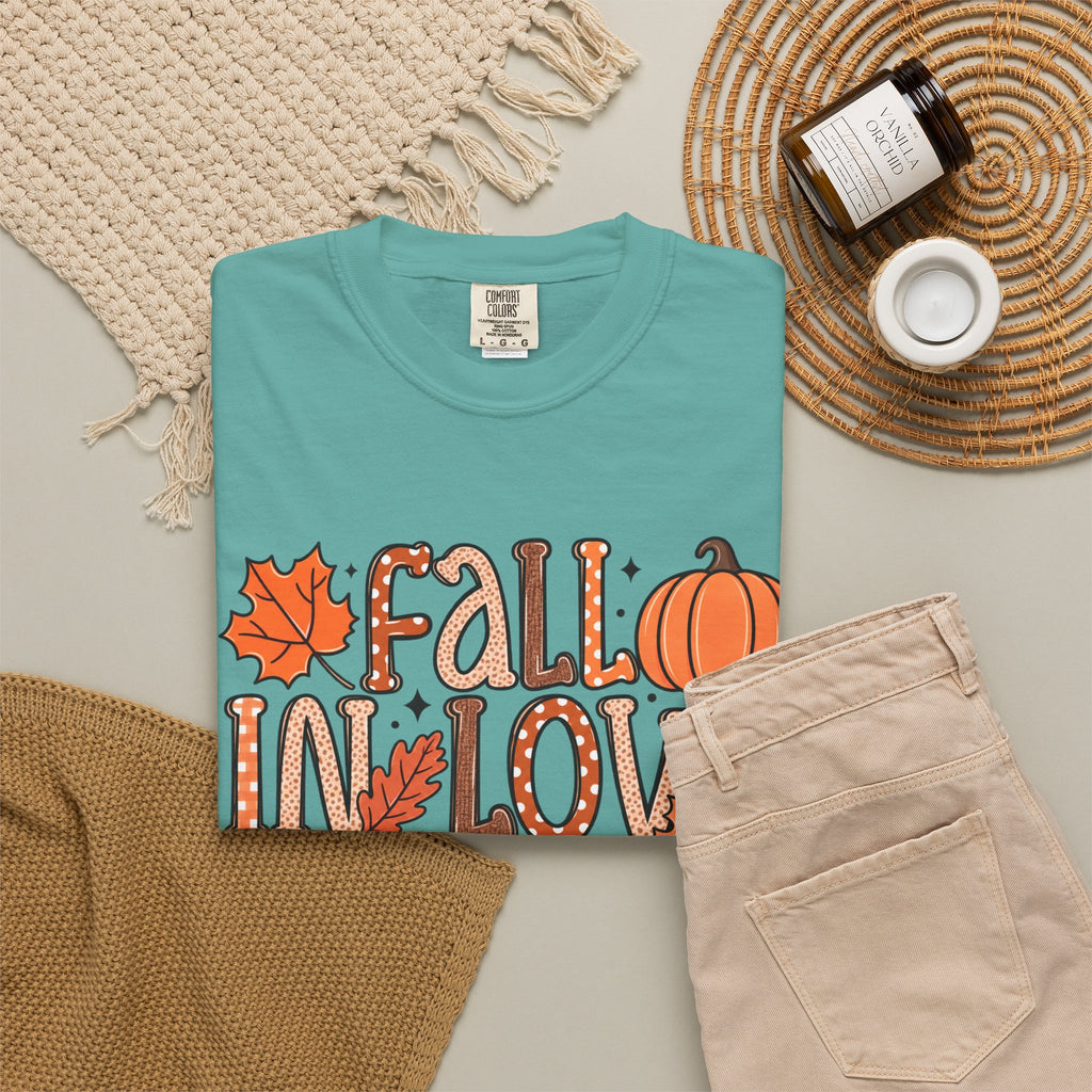 Fall in Love with Learning T-Shirt | Teacher Autumn Pumpkin Leaves