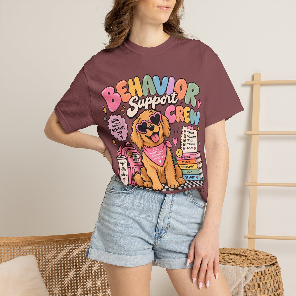Behavior Support Crew T-shirt | Golden Retriever School Therapy Design
