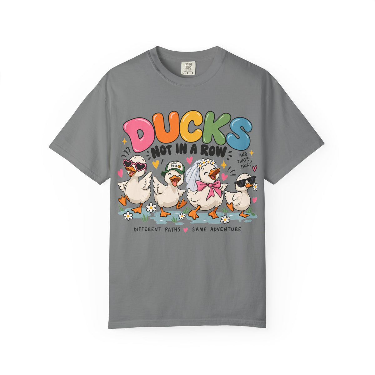 Ducks Not In A Row tee | Cute Duck Illustration T-Shirt, Different Paths Same Adventure