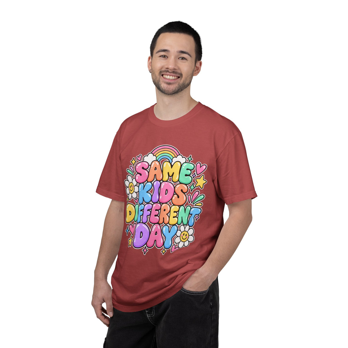 Same Kids Different Day T-shirt | Retro Rainbow Floral Typography